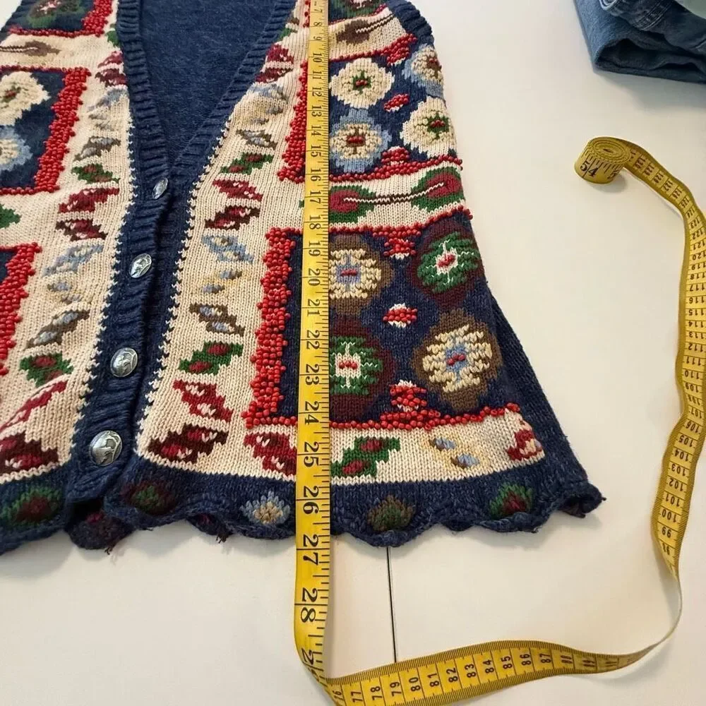 Vintage Cambridge Dry Goods Country Store Beaded Navajo Sweater Vest Sz S